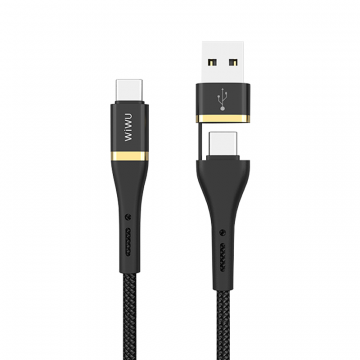 WIWU ELITE DATA CABLE ED-106 3A USB AND TYPE-C TO TYPE-C 1.2M - BLACK