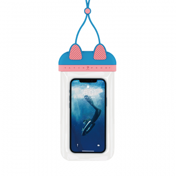 WIWU KITTY WATERPROOF BAG FOR MOBILE PHONE - BLUE-PINK