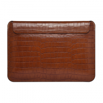 WiWU Skin Croco Genuine Leather Sleeve For Macbook 14.2" (2021) - Brown