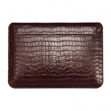 WiWU Skin Croco Genuine Leather Sleeve For Macbook 14.2" (2021) - Coffee Brown