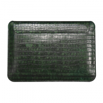 WiWU Skin Croco Genuine Leather Sleeve For Macbook 14.2" (2021) - Midnight Green