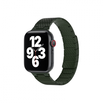 WIWU WI-WB009 CARBON FIBER PATTERN MAGNETIC WATCHBAND FOR IWATCH 42-49MM - ARMY GREEN