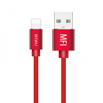 WIWU WP201 LIGHTNING TO USB CABLE EXTREME SPEED DATA CABLE 2.4A 1M - RED