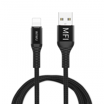 WIWU WP202 LIGHTNING TO USB CABLE MFI FAST DATA CABLE 2.4A 1.2M - BLACK