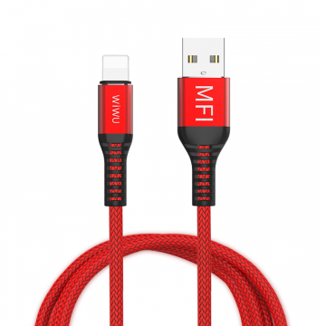 WIWU WP202 LIGHTNING TO USB CABLE MFI FAST DATA CABLE 2.4A 1.2M - RED