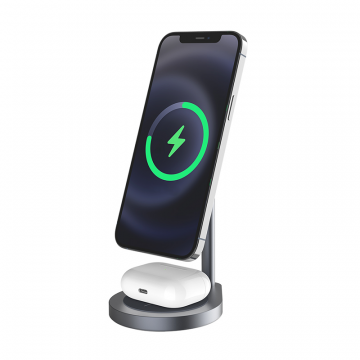 WIWU X25 POWER AIR 15W 2 IN 1 WIRELESS CHARGER  - GRAY