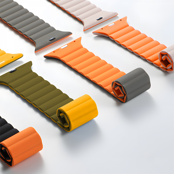 WIWU WI-WB001 MAGNETIC SILICONE WATCHBAND FOR IWATCH 42-49MM - STARLIGHT+ORANGE